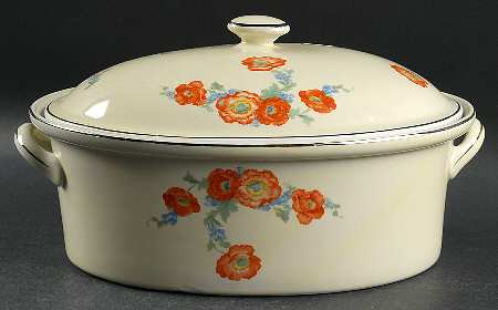 Orange Poppy 3.5 Quart Oval Casserole Covered