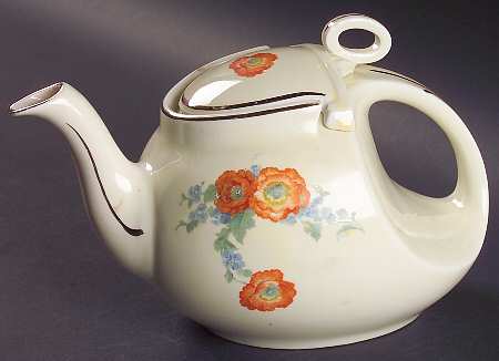 Orange Poppy Streamline Shape Teapot & Lid