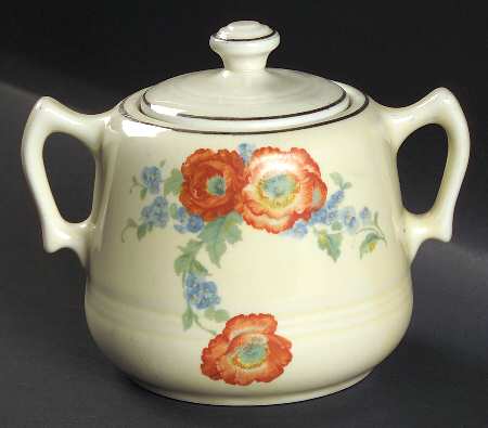 Orange Poppy Great American Sugar Bowl & Lid