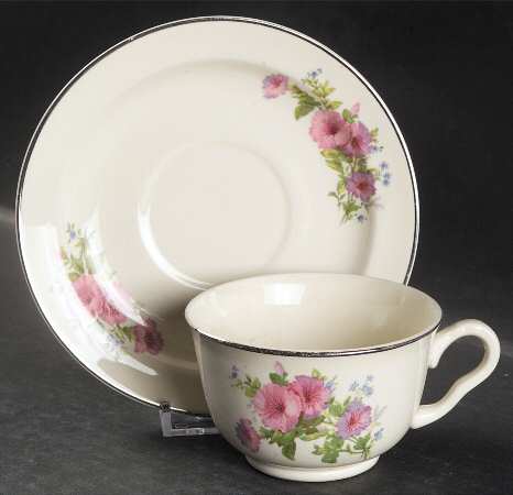 Pastel Morning Glory Footed Cup & Saucer Set