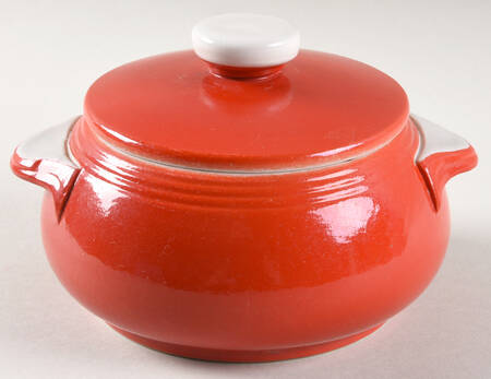 Pert Chinese Red Tab Handled Drip Jar & Lid