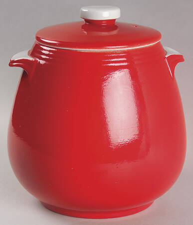 Pert Chinese Red Tab Handle Bean Pot & Lid