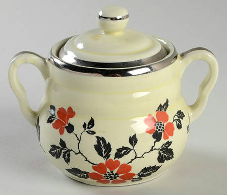 Red Poppy (Platinum Ring) Daniel Sugar Bowl & Lid