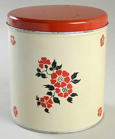 Red Poppy (Platinum Ring) Large Metal Canister & Lid