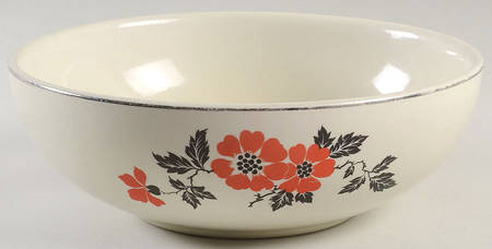 Red Poppy (Platinum Ring) 9" Salad Serving Bowl