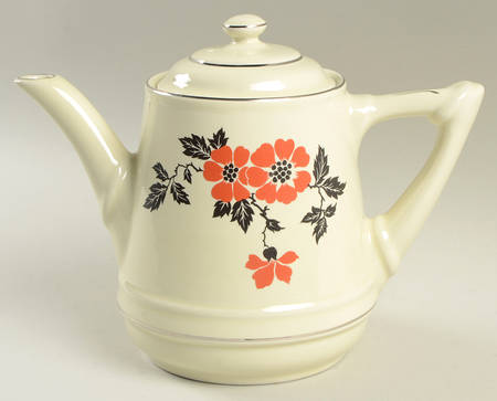 Red Poppy (Platinum Ring) Musical Teapot & Lid