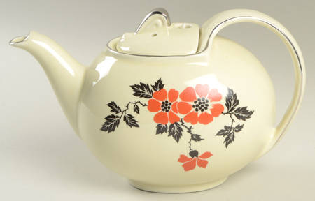 Red Poppy (Platinum Ring) Hook Cover Teapot & Lid