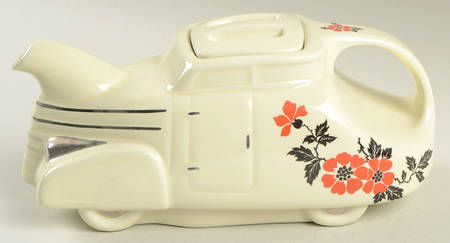 Red Poppy (Platinum Ring) Automobile Teapot & Lid