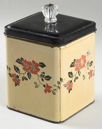 Red Poppy (Platinum Ring) Small Square Metal Canister