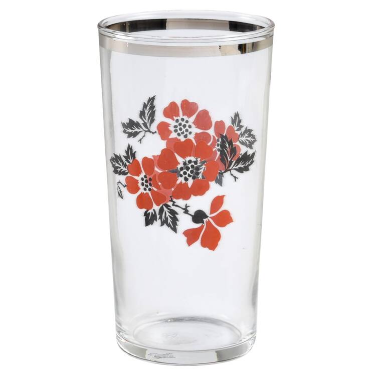 Red Poppy (Platinum Ring) Glassware Tall Tumbler