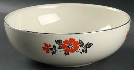 Red Poppy (Platinum Ring) 9" Salad Serving Bowl