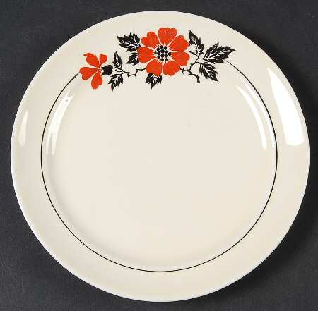 Red Poppy (Platinum Ring) Bread & Butter Plate
