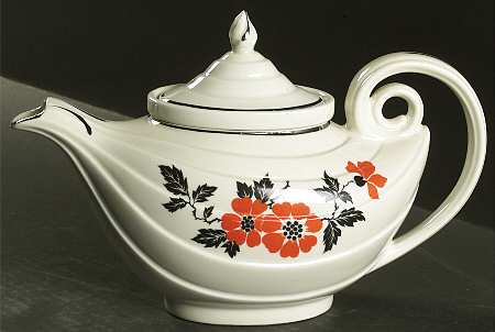Red Poppy (Platinum Ring) Aladdin Teapot & Lid w/Infuser