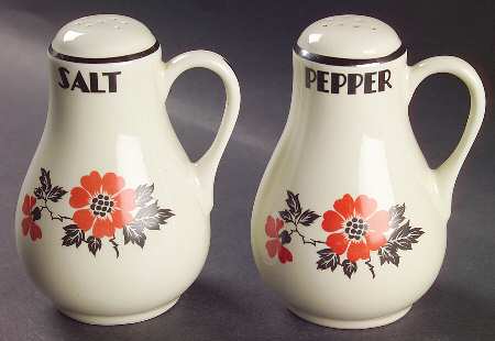 Red Poppy (Platinum Ring) Handled Salt & Pepper Set