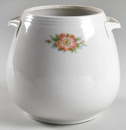 Rose White Tab Handled Bean Pot No Lid