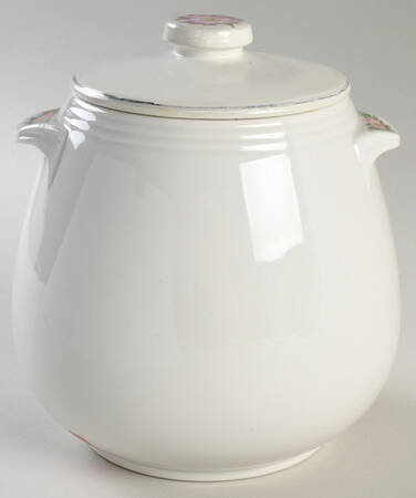 Rose White Tab Handle Bean Pot & Lid