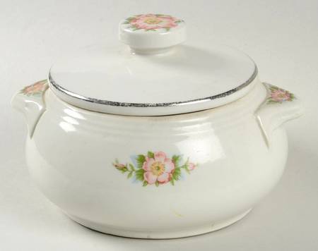 Rose White Tab Handled Drip Jar & Lid
