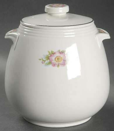 Rose White Tab Handle Bean Pot & Lid
