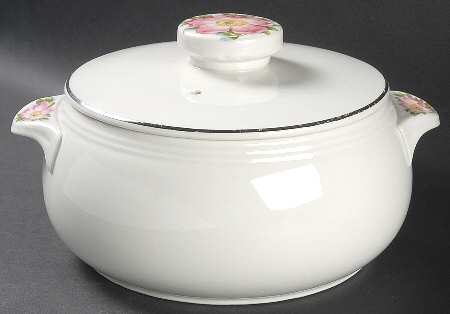 Rose White 2.5 Qt Round Tab Handle Covered Casserole
