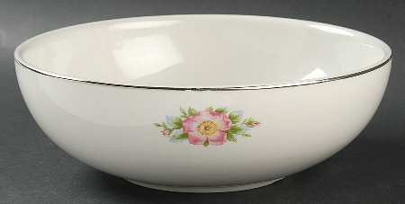 Rose White 9" Salad Serving Bowl