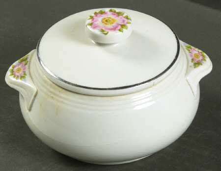 Rose White Tab Handled Drip Jar & Lid