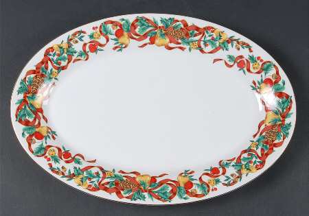 Holiday Ribbon 14" Oval Serving Platter