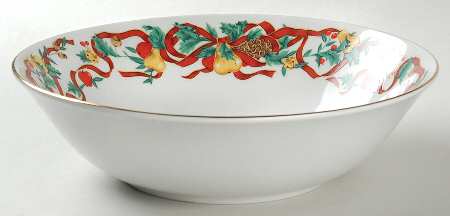 Holiday Ribbon 9" Round Vegetable Bowl