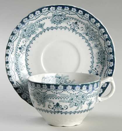 Maltese Blue Green Flat Cup & Saucer Set