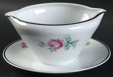 Dresden Rose Gravy Boat with Attached Underplate