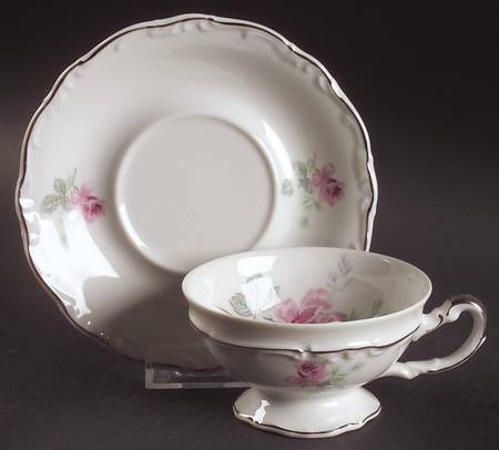 Enchanted Rose Pink Footed Cup & Saucer Set