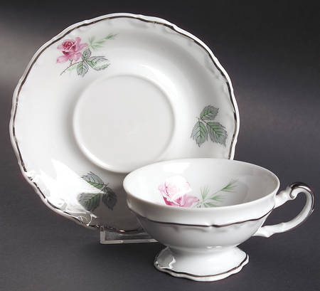 Enchanted Rose Pink Footed Cup & Saucer Set