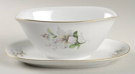 Rhododendron Gravy Boat with Attached Underplate