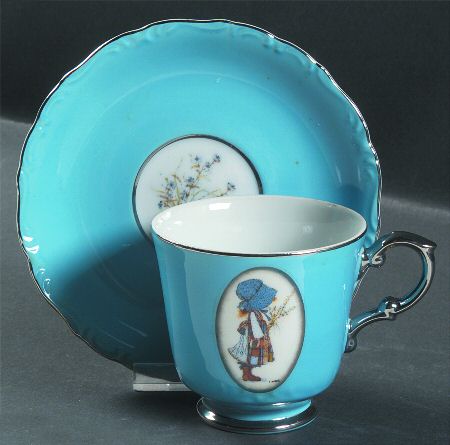 Blue Girl(Platinum) Footed Cup & Saucer Set