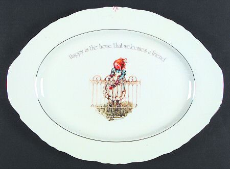 Girl with Rose 14" Oval Serving Platter