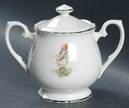 Girl with Rose Sugar Bowl & Lid