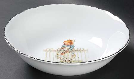Girl with Rose 9" Round Vegetable Bowl