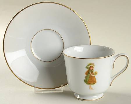 Green Girl Footed Cup & Saucer Set