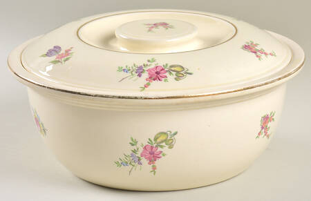 Priscilla Cream and White (Smooth) Round Covered Vegetable