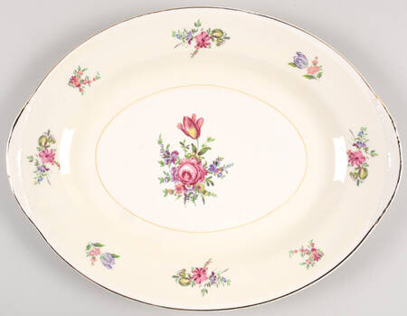 Priscilla Cream and White (Smooth) 13" Oval Serving Platter