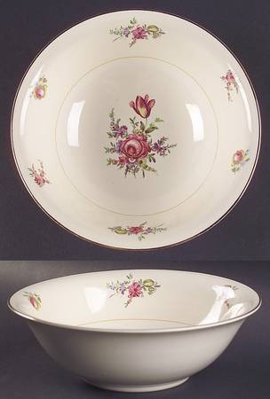 Priscilla Cream and White (Smooth) 8" Round Vegetable Bowl