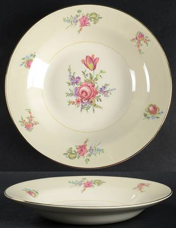 Priscilla Cream and White (Smooth) Rim Soup Bowl