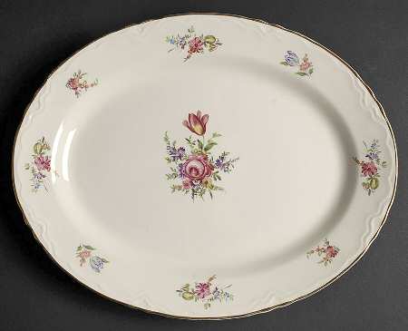 Priscilla Cream (Scalloped) 13" Oval Serving Platter