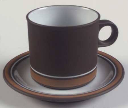 Contour Brown Flat Cup & Saucer Set