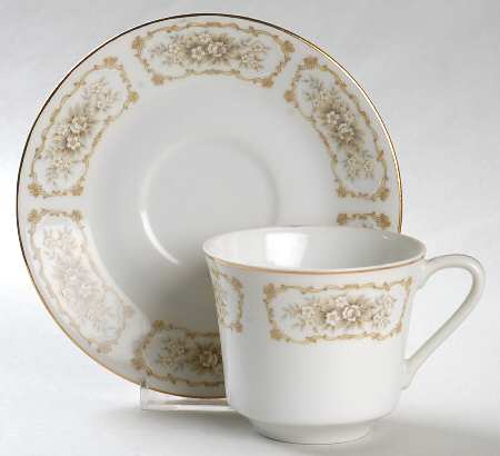 Elegance (Gold Trim) Flat Cup & Saucer Set