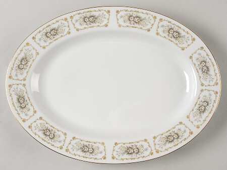 Elegance (Gold Trim) 12" Oval Serving Platter