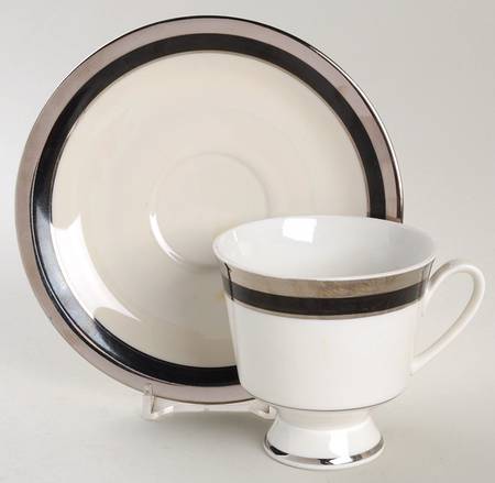 Midnight Halo Footed Cup & Saucer Set