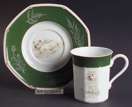 Chasse Hunter Green Flat Cup & Saucer Set