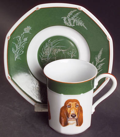 Chasse Hunter Green Flat Cup & Saucer Set