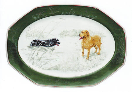 Chasse Hunter Green 19" Oval Serving Platter