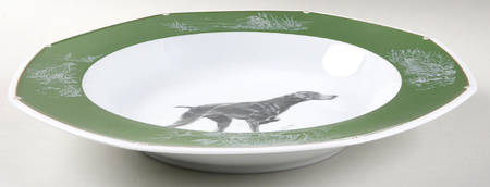 Chasse Hunter Green 12" Octagonal Vegetable Bowl